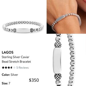LAGOS Sterling Silver Caviar Bead Stretch Bracelet.  Without Original Pack. #282